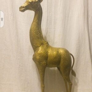 Elegant 29" tall Vintage Copper Giraffe Statue Boho Luxe Decor
